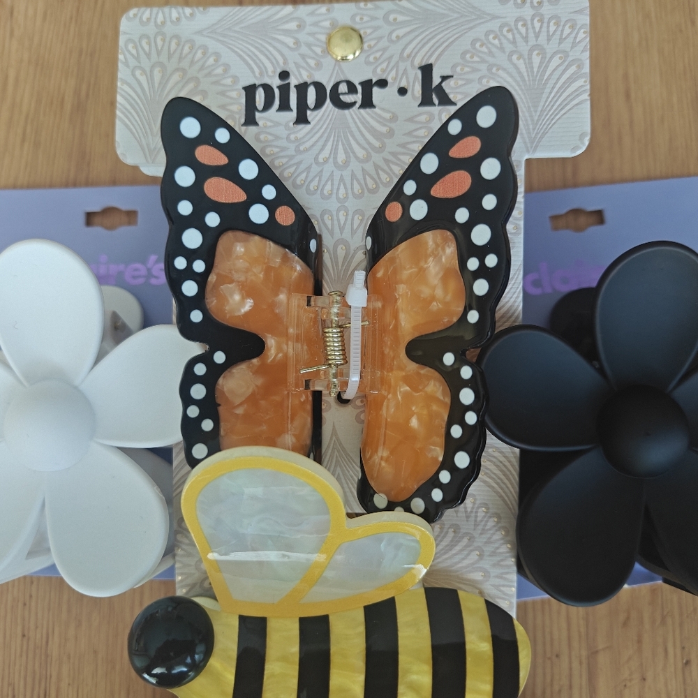 NWT Bee, Butterfly, Flower Hair Claw Clips